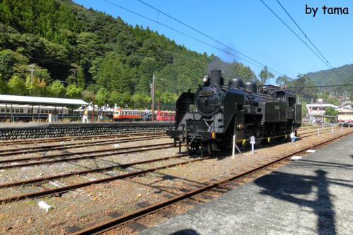 SLフェスタ2013 賑わう前の千頭駅 パノラマ写真