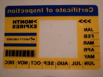 Certificate of Inspection Sticker