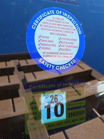 Certificate of Inspection Sticker