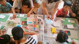パステル和(NAGOMI)アート体験を親子で楽しみました♪えほん文庫の夏休み親子企画④