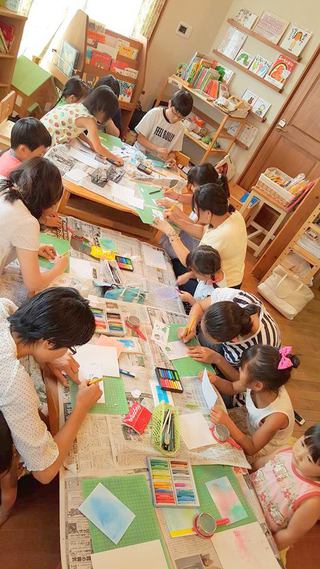 パステル和(NAGOMI)アート体験を親子で楽しみました♪えほん文庫の夏休み親子企画④