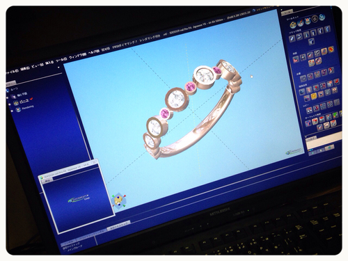 スイートテンダイヤモンドリングをバンドリングにリフォーム　3DESIGN　CAD