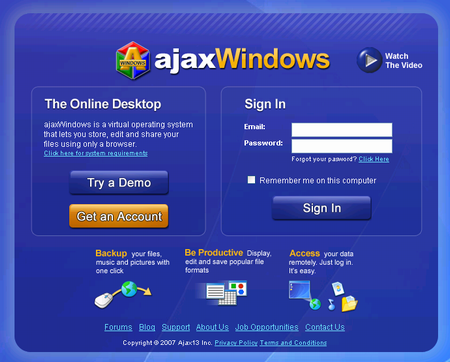ブラウザでOS稼動｢AjaxWindows｣
