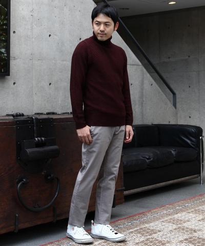 サテンストレッチ裏起毛スリムテーパードパンツ/MENS MELROSE サテンストレッチ裏起毛スリムテーパードパンツ/MENS MELROSE