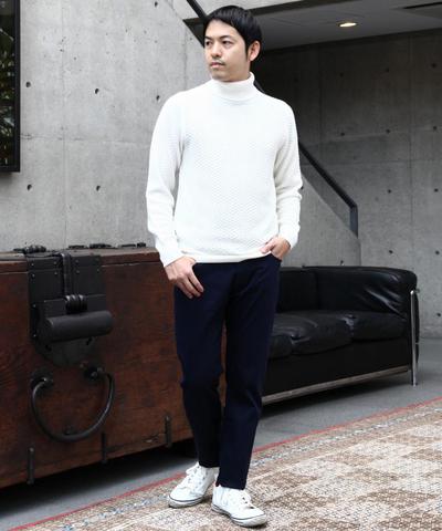 サテンストレッチ裏起毛スリムテーパードパンツ/MENS MELROSE サテンストレッチ裏起毛スリムテーパードパンツ/MENS MELROSE