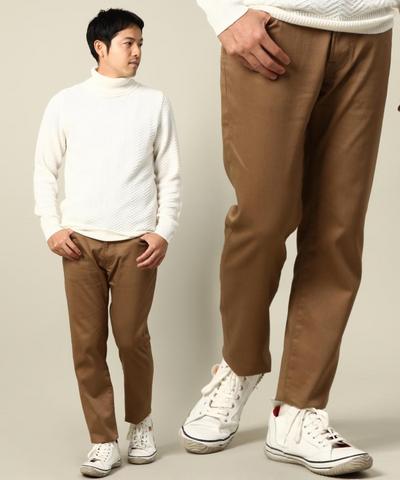 サテンストレッチ裏起毛スリムテーパードパンツ/MENS MELROSE サテンストレッチ裏起毛スリムテーパードパンツ/MENS MELROSE