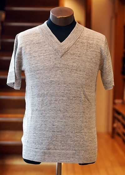 FRENCH LINEN V-NECK S/SL KNIT:フレンチリネン半袖ニット/DUFFER FRENCH LINEN V-NECK S/SL KNIT:フレンチリネン半袖ニット/DUFFER