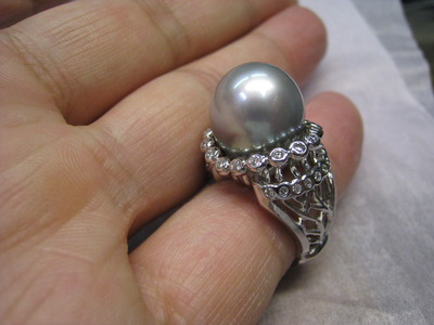 南洋真珠のリング完成。