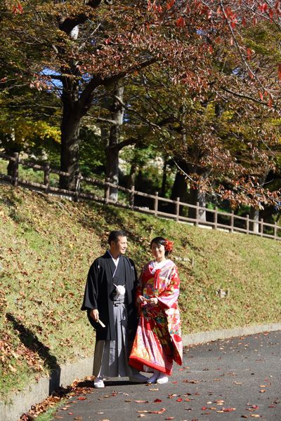和装で結婚式前撮り！白無垢＆色打ち掛けで浜松城での写真撮影