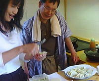 民子さんちで餃子