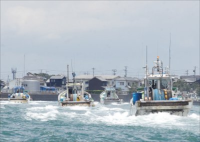 舞阪しらす漁 舞阪凱旋の船団