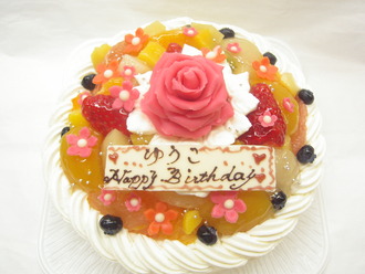 花の飾りのフルーツケーキ L 洋菓子リュソールのアレレ日記