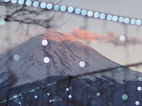 雪景色の大石公園からの富士山　河口湖 2015/01/26 21:38:23