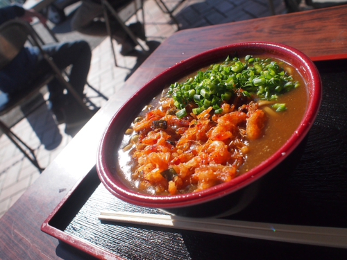 桜えびかき揚げ＆カレーそば！！　由比漁港