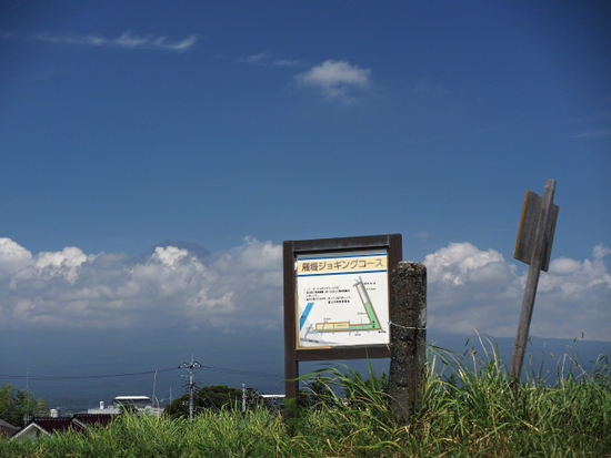 ちょっと下見に　雁堤（かりがねつづみ）　　コスモスと富士山