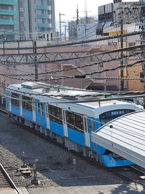 クリアブルー　回送　　しずてつ電車　新型車輌　運行開始前