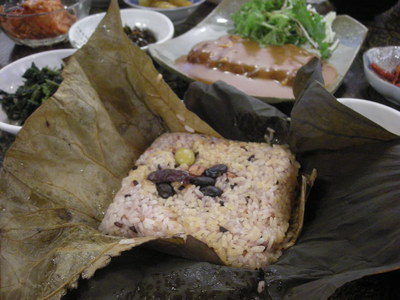 豆腐ステーキと蓮の葉ご飯