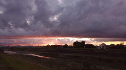 袋井市 秋の夕陽