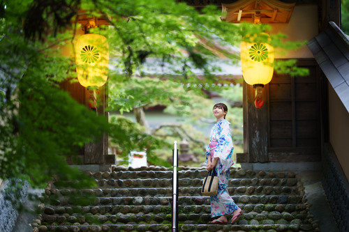 油山寺 浴衣ポートレート