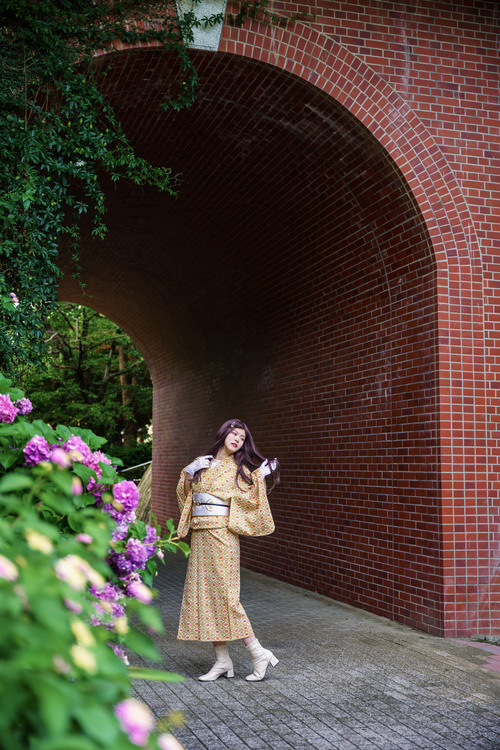 トンネル着物ポートレート
