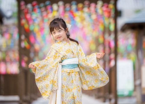 浴衣風鈴ポートレート子供