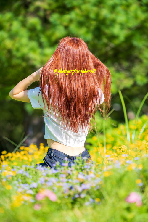 花畑の美しい髪