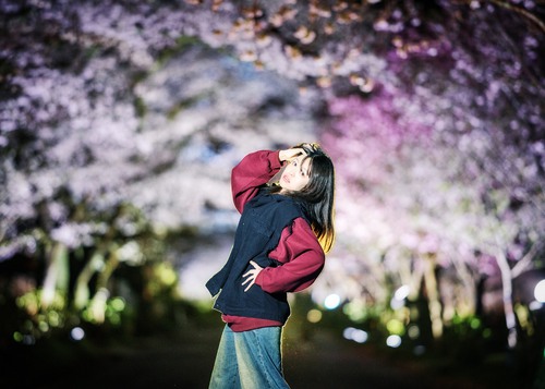 ライティング桜ポートレート