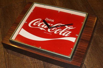 コカ・コーラcoca cola壁掛け時計 （ビンテージ木目調・可動品・動作品