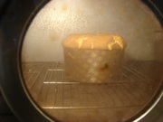 ケーキ焼き上がります
