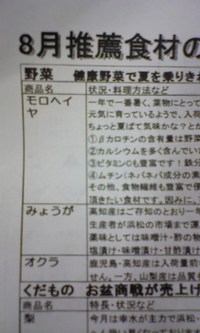 8月の推薦食材 2007/08/12 17:18:38