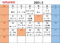 2月ドッグラン犬種別割引カレンダー♪ 2021/01/27 16:07:54