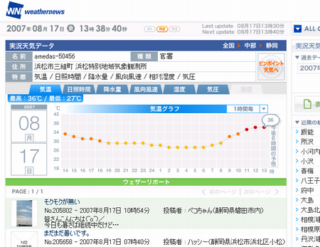 リアルタイム＆ピンポイントの気温は？