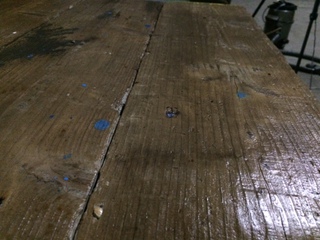 古材テーブルのクリア塗装仕上げ