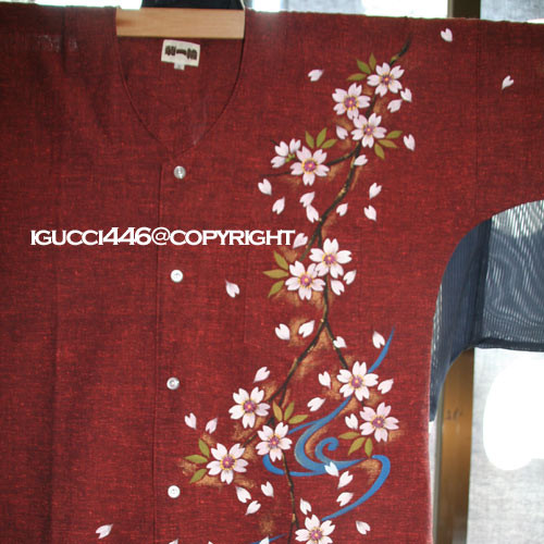 京都絵師が描いた「桜」　鯉口シャツ