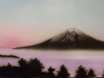 エアーブラシ画　富士山２