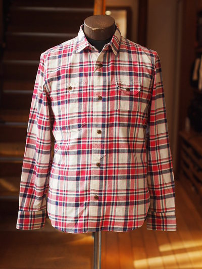 綿麻ツイルチェックシャツ/MEN’S MELROSE