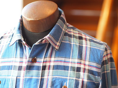綿麻ツイルチェックシャツ/MEN’S MELROSE
