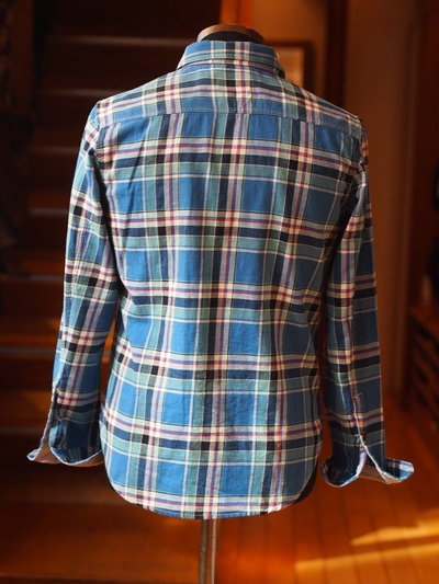 綿麻ツイルチェックシャツ/MEN’S MELROSE