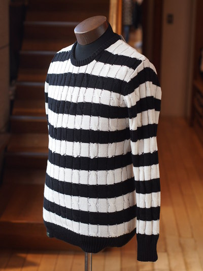 AKM×MEN’S MELROSE ケーブルボーダーニット