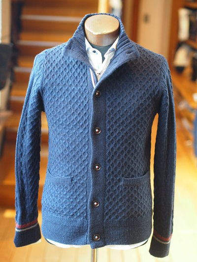 蓄熱機能糸HOTWAVEスタンドカラーニットブルゾン/メンズメルローズ（MENS MELROSE）