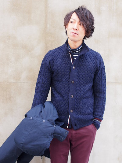 蓄熱機能糸HOTWAVEスタンドカラーニットブルゾン/メンズメルローズ（MENS MELROSE）