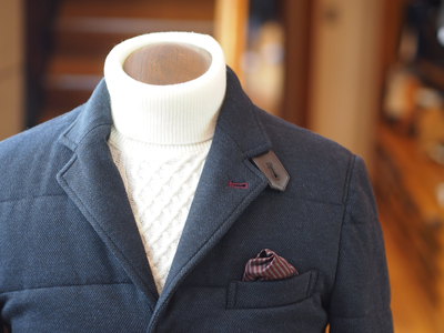 メランジジャカードニットジャケットブルゾン/MEN’S MELROSE(メンズメルローズ)
