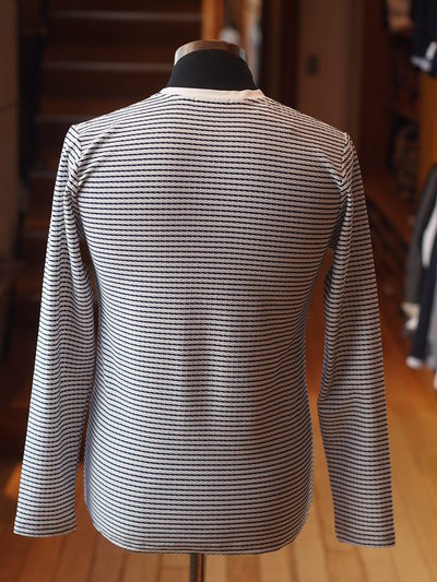 ジャガードボーダー長袖VネックTシャツ/メンズメルローズ（MENS MELROSE)