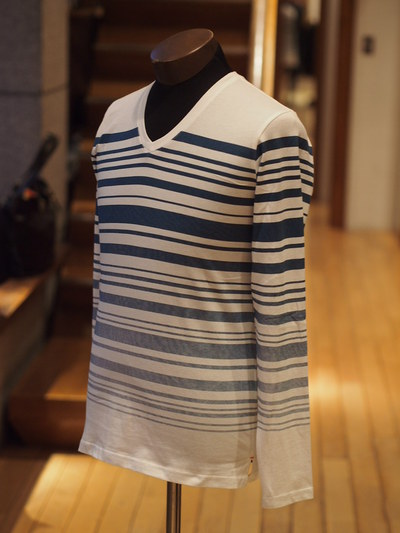 グラデーションパネルボーダーTシャツ/MENS MELROSE(メンズメルローズ)
