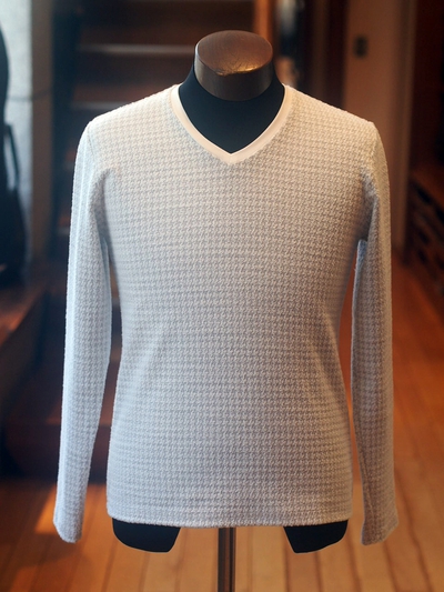 チドリジャガードVネックTシャツ/MENS MELROSE