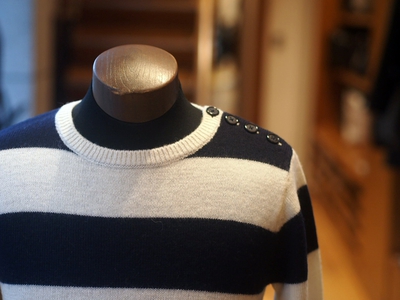 SHOULDER BUTTON BORDER KNIT：ボーダーニット/The DUFFER of St.GEORGE