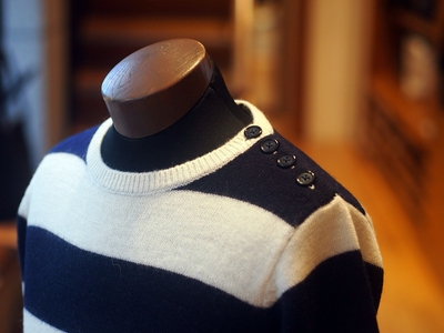 SHOULDER BUTTON BORDER KNIT：ボーダーニット/The DUFFER of St.GEORGE