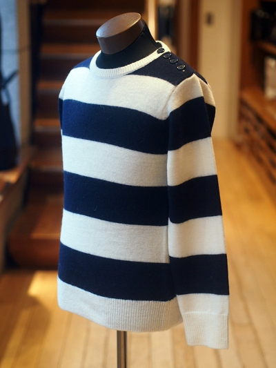 SHOULDER BUTTON BORDER KNIT：ボーダーニット/The DUFFER of St.GEORGE