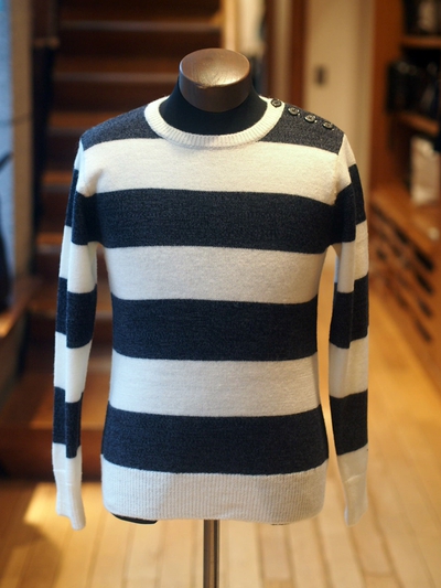 SHOULDER BUTTON BORDER KNIT：ボーダーニット/The DUFFER of St.GEORGE