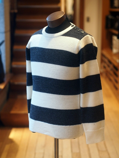 SHOULDER BUTTON BORDER KNIT：ボーダーニット/The DUFFER of St.GEORGE